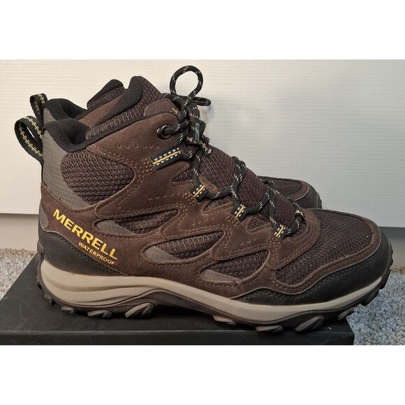 Merrell Mens West Rim Mid Waterproof Boots Espresso Size 8M - Picture 4 of 10